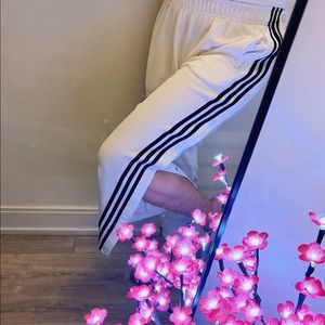 adidas Originals White Track Pants with Black Stripes